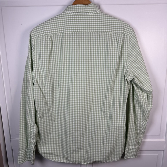 J Crew Shirt Mens Large Green White Gingham Check Button Down Casual Cotton - Picture 6 of 8